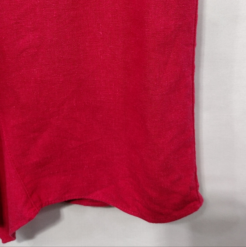 Zara Cerise Linen Ruffle Front Pencil Skirt Women's  S Pink Office Career Casual - Picture 5 of 10